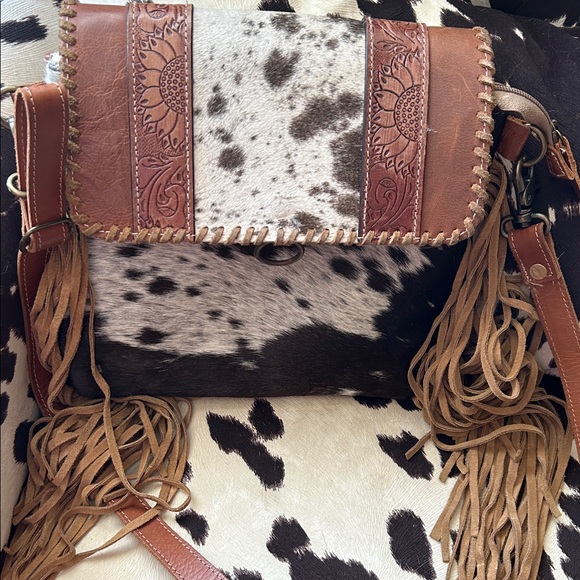 Myra Bag Handbags - Myra Bag Brown and Black Cowhide Crossbody